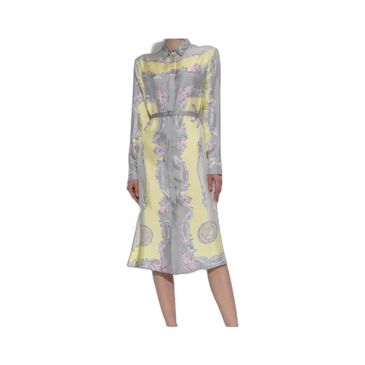 Barocco-Printed Belted Midi Dress