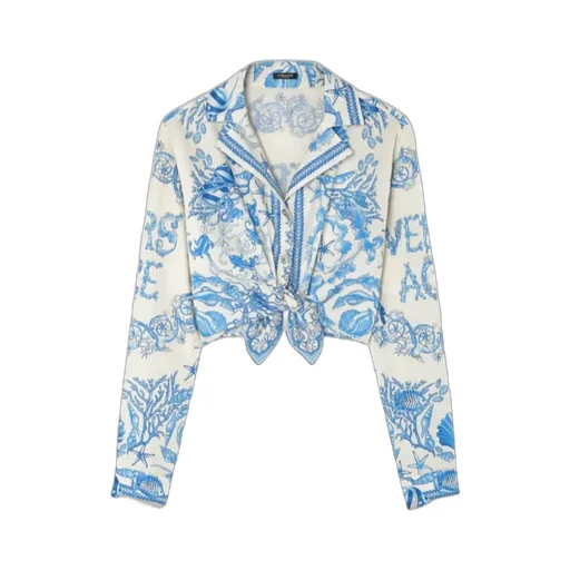 Coral Theatre Allover Printed Cropped Shirt