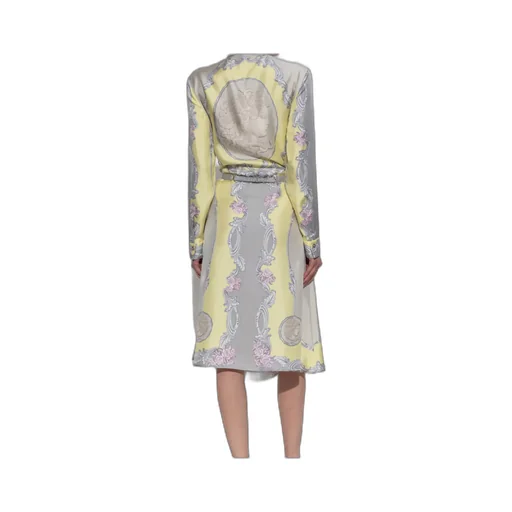 Barocco-Printed Belted Midi Dress