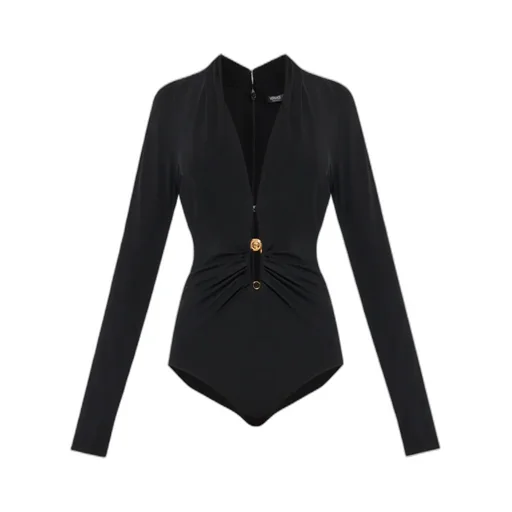 Safety Pin Detailed Long-Sleeved Bodysuit