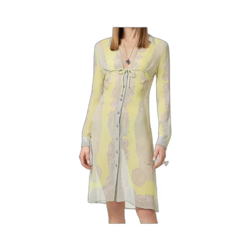 Medusa Cameo Printed Long-Sleeved Dress
