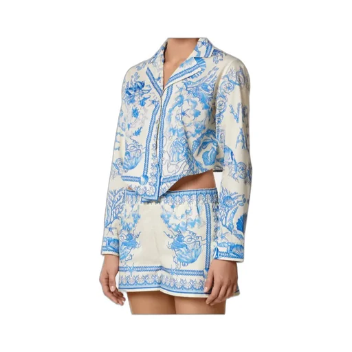 Coral Theatre Allover Printed Cropped Shirt