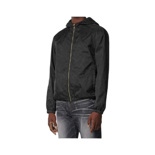 Barocco Pattern Zip-Up Hooded Jacket