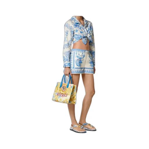 Coral Theatre Allover Printed Cropped Shirt
