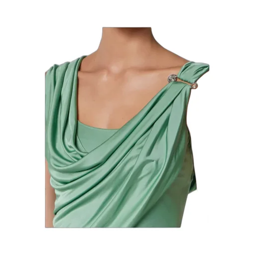 Safety Pin Detailed Draped Dress