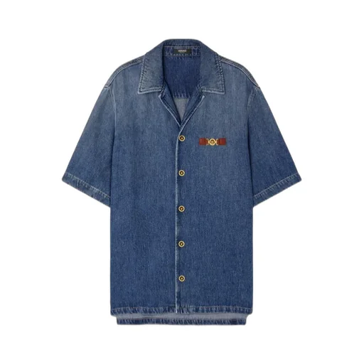 Short-Sleeved Denim Shirt