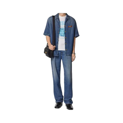 Short-Sleeved Denim Shirt