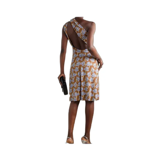 Floral-Printed One-Shoulder Midi Dress