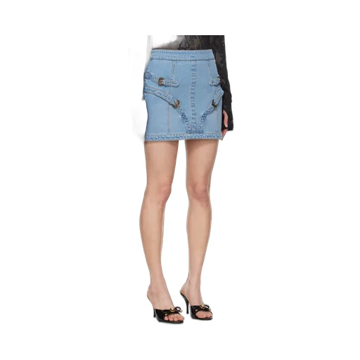 Jeans Couture Buckle Detail Mini Skirt
