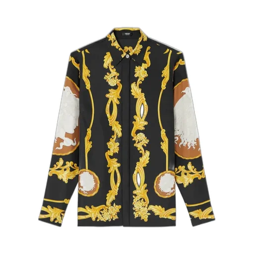 Pattern-Printed Long-Sleeved Shirt
