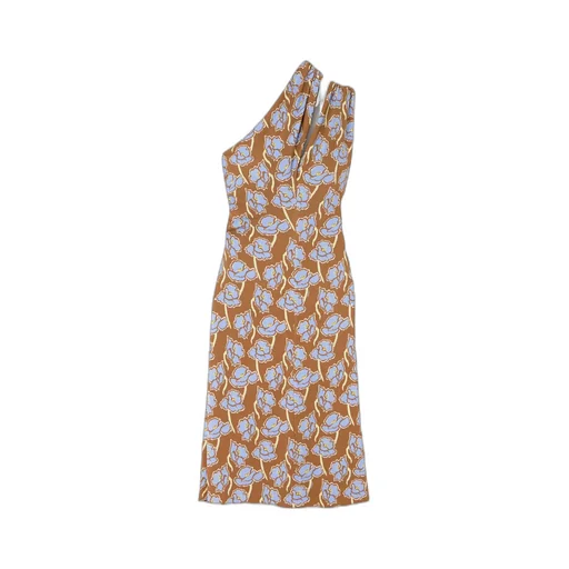 Floral-Printed One-Shoulder Midi Dress