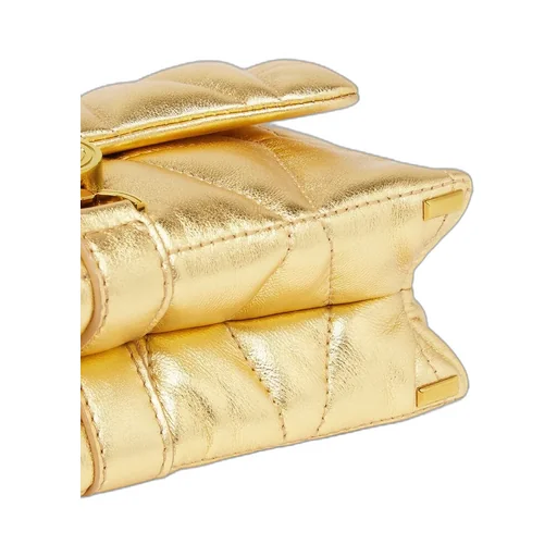 Chain-Linked Quilted Metallic Clutch Bag