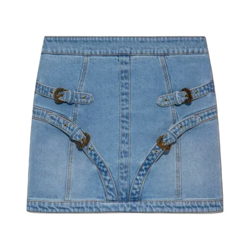Jeans Couture Buckle Detail Mini Skirt