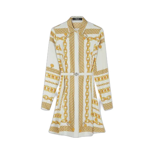 Chain-Printed Belted Mini Dress