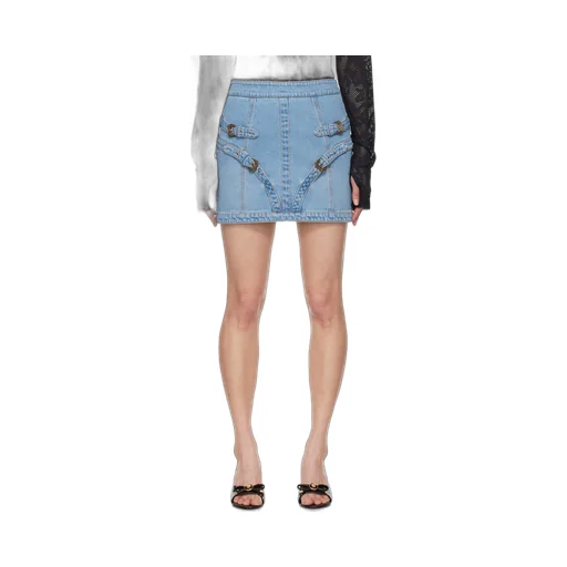Jeans Couture Buckle Detail Mini Skirt