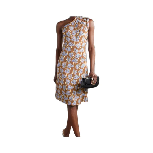 Floral-Printed One-Shoulder Midi Dress
