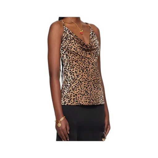Leopard-Print Cowl-Neck Top