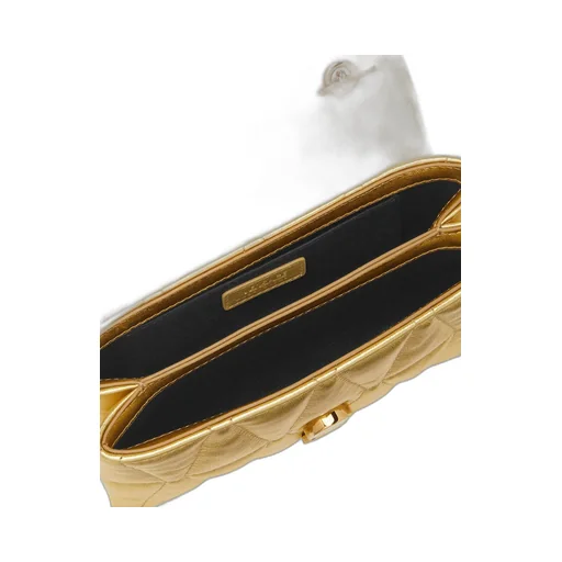 Chain-Linked Quilted Metallic Clutch Bag