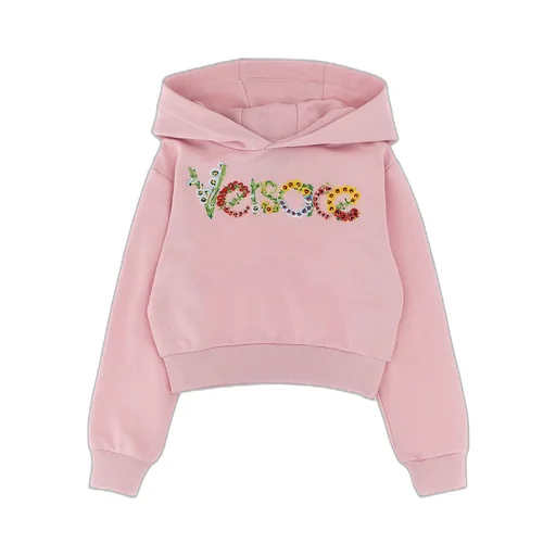 Embroidered Floral Logo Kids Hoodie