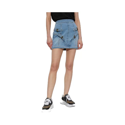 Jeans Couture Buckle Detail Mini Skirt
