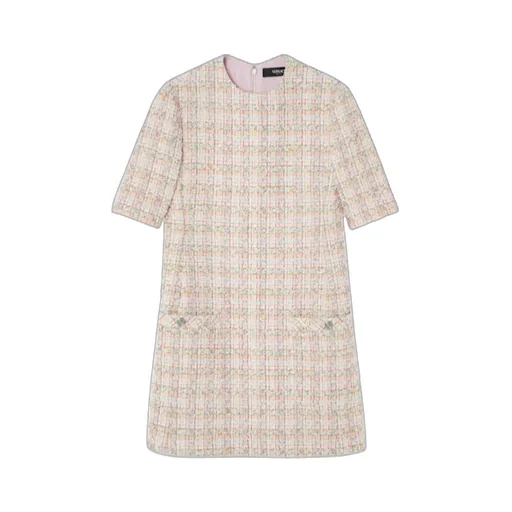 Short-Sleeved Tweed Mini Dress