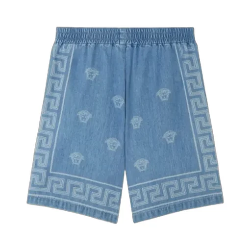 Medusa Bandana Denim Bermuda Shorts