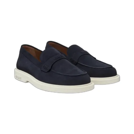 Logo-Lettering Round-Toe Loafers