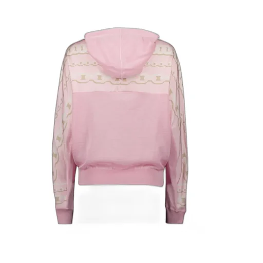 Chain-Printed Knitted Drawstring Hoodie