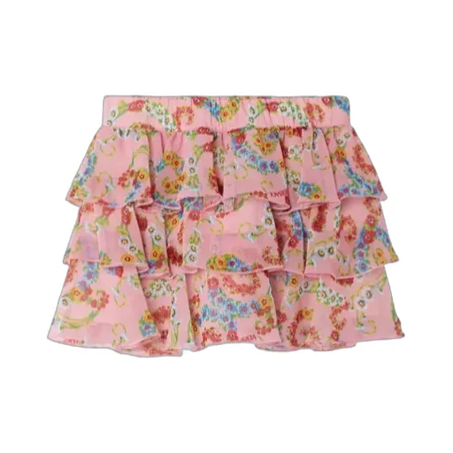 Floral Swirl Ruffled Skirt