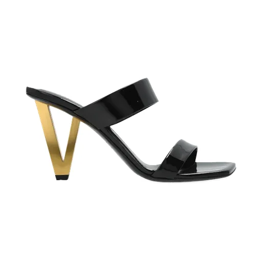 Square-Toe Slip-On Heeled Sandals