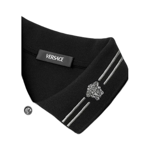 Medusa-Embroidered Short-Sleeved Polo Shirt