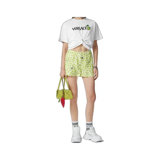 Strawberry-Motif Safety-Pin Detailed T-Shirt
