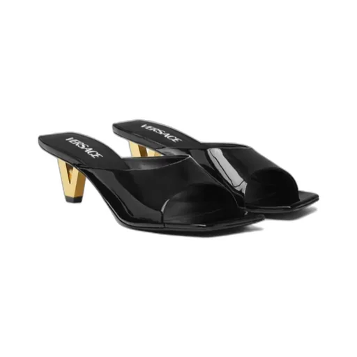 Square-Toe Slip-On Heeled Sandals