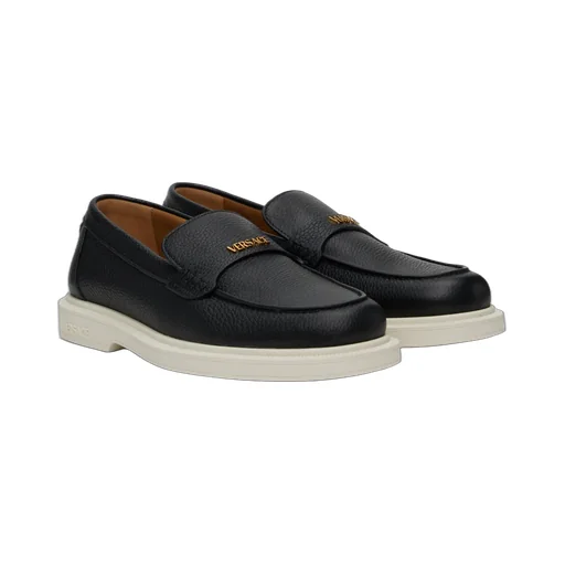 Logo-Lettering Round-Toe Loafers
