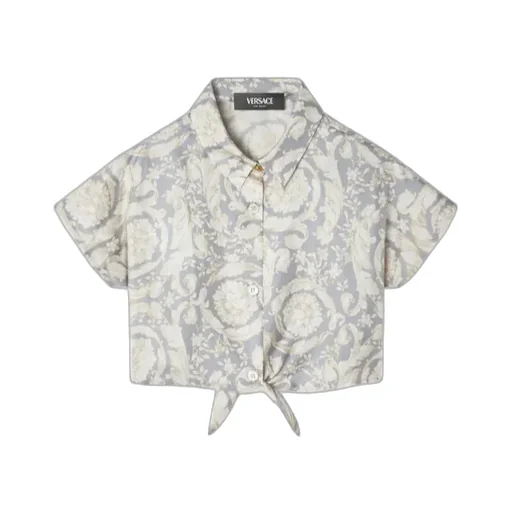 Barocco-Printed Buttoned Cropped Shirt