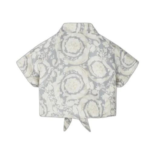 Barocco-Printed Buttoned Cropped Shirt