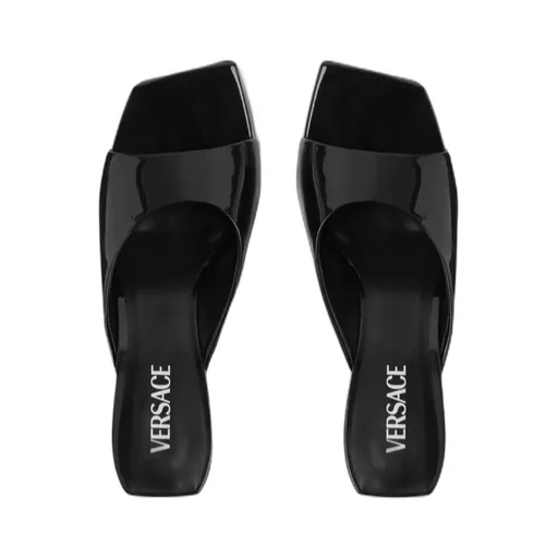 Square-Toe Slip-On Heeled Sandals