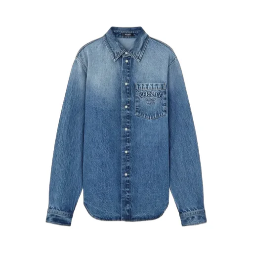 Logo-Embossed Button-Up Denim Shirt