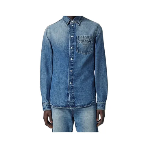 Logo-Embossed Button-Up Denim Shirt