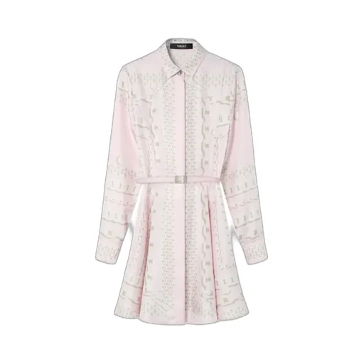 Chain-Printed Belted Mini Dress