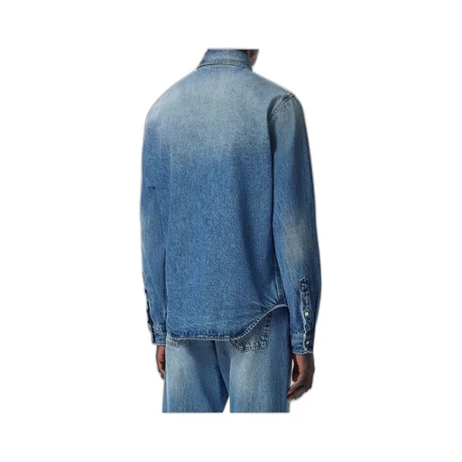 Logo-Embossed Button-Up Denim Shirt