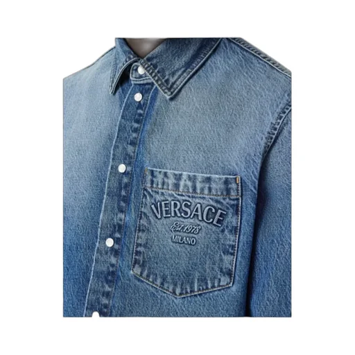Logo-Embossed Button-Up Denim Shirt