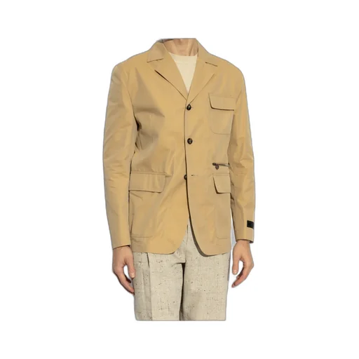 Flap-Pocket Single-Breasted Tailored Blazer