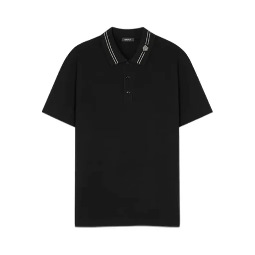 Medusa-Embroidered Short-Sleeved Polo Shirt