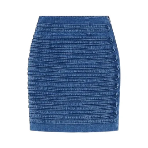 High-Waist Panel-Detailed Denim Mini Skirt