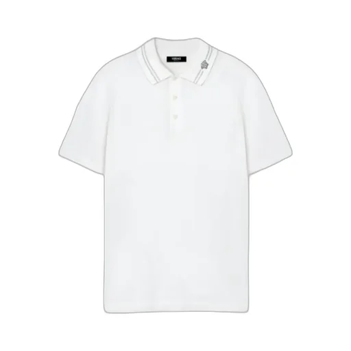 Medusa-Embroidered Short-Sleeved Polo Shirt