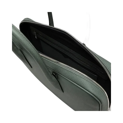 Grained-Texture Zipped Laptop Bag