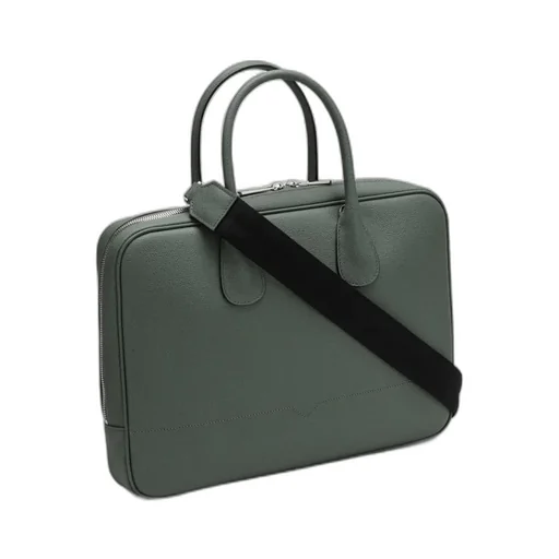 Grained-Texture Zipped Laptop Bag