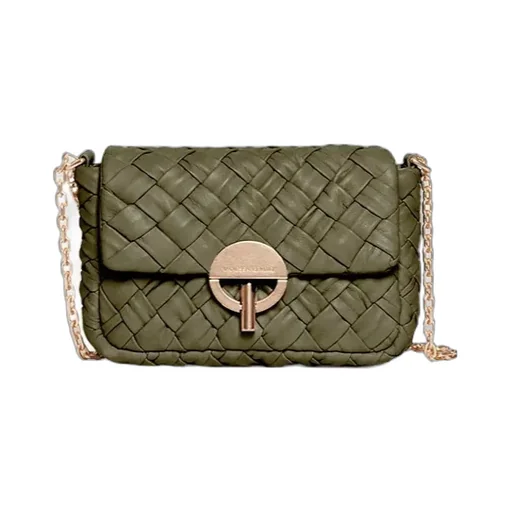 Small Braided Leather Moon Bag