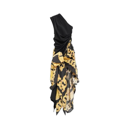Draped One-Shoulder Dress